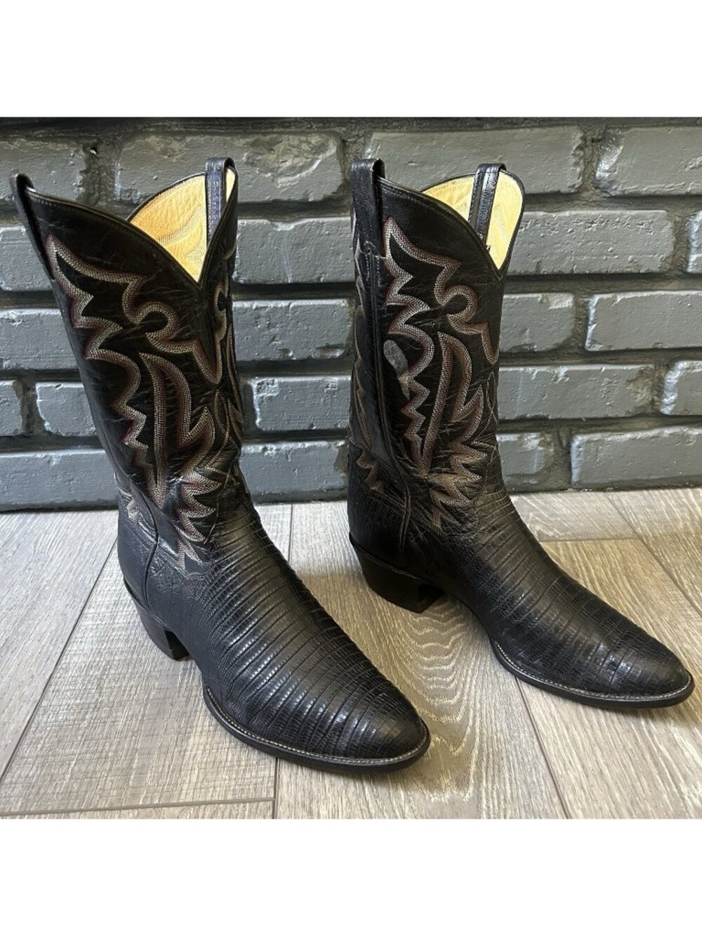 Panhandle Slim Vintage Teju Lizard Western Cowboy Boots Mens 11.5 D